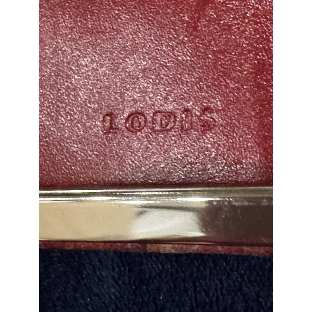 LODIS Genuine Leather Framed Clutch Wallet Watercolor Print Vintage